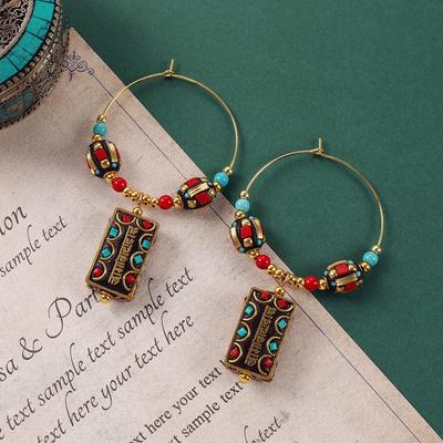 Original Earrings Tibetan Nepalese Earrings Niche Personality Large Circle Earrings Xizang Exotic Style Earrings Women