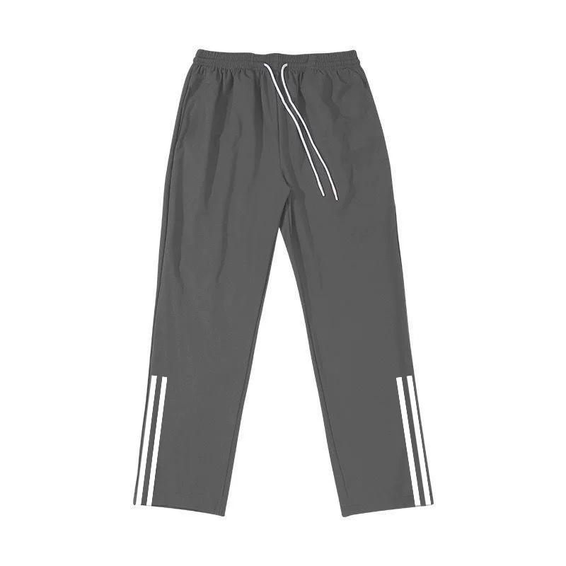 Herren Basketball Sporthose Amerikanischer Stil Eis Seide Schnelltrocknende Hose für Sporttraining und Fitness Gerade geschnittene Jogginghose 3XL graue