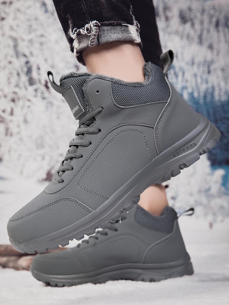 TUINANLE Men Lace-up Boots Winter Warm Motorcycle Boots Non-slip Wear-resistant Casual Men's Shoes