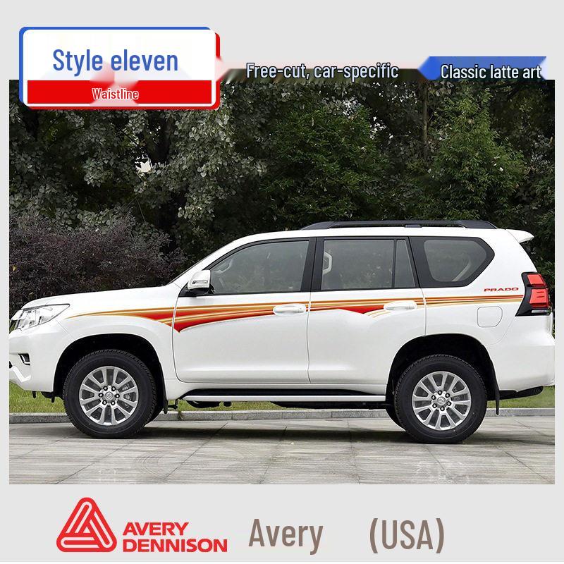 Toyota Prado 10-22 Models Car Body Color Stripe Decal Waistline Sticker.