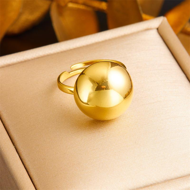 DIEYURO 316L Stainless Steel Golden Round Open Finger Ring For Women Girl Fashion New Jewelry Gift Party Anillos Mujer