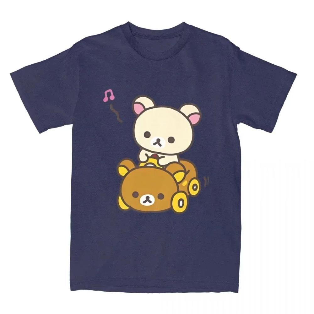 Car Drive Rilakkuma T-Shirt for Men Women Hipster Cotton Tee Shirt O Neck Short Sleeve T Shirt Plus Size Clothing