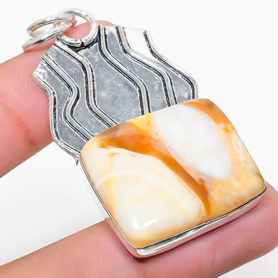 Natural Brecciated Mookaite Gemstone 925 Sterling Silver Pendant 2.17" B4T15