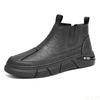 New Solid Color Round Headed Mid Zip Quality Men's Boots Casual Fashionable Versatile Men's Flat Bottomed Workwear Boots