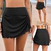 Short de bain jupe ajusté uni pour femme avec cordon de serrage