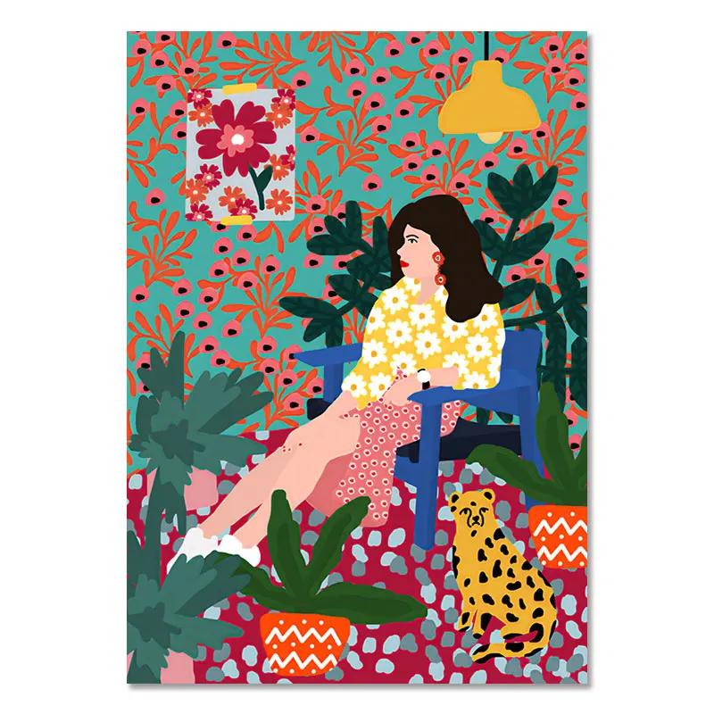 

Tropical Colorful Girl Car Flower Koala Leopard Wall Art Canvas Painting Posters And Prints Wall Pictures For Living Room Decor 21cm×30cm NoFrame