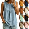 Women's Summer Sleeveless Top Round Neck Solid Color Casual Loose Fit Lightweight Blouse for Outdoor Indoor Wear