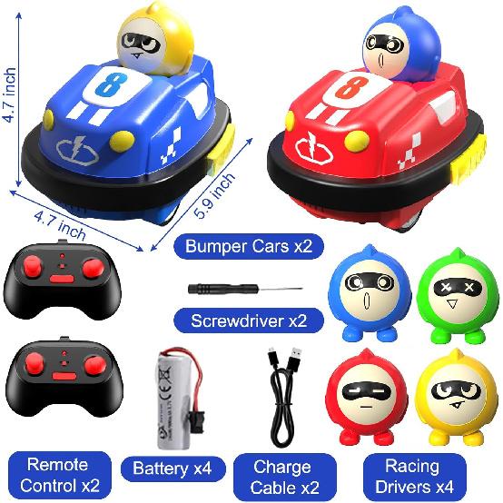 Remote Control Bumper Cars Set of 2, RC Ejecting Bumper Car with Light & Sound, RC Battle Race Vehicles Toddlers Toys, Christmas Birthday Gifts for