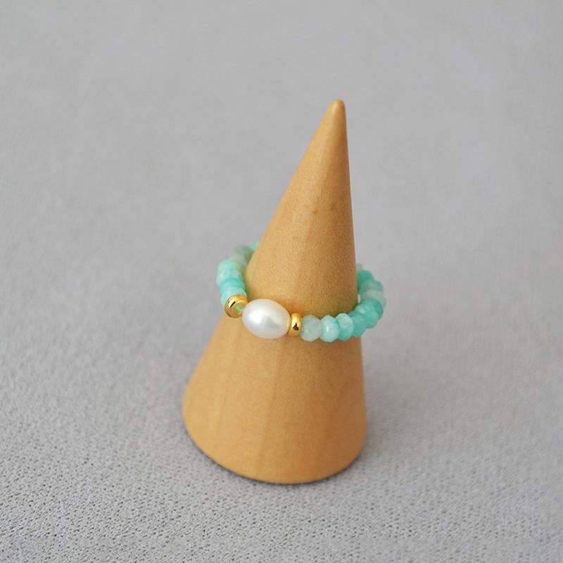Summer Vintage Natural Stone Colorful Beaded Ring Personalized Simple Elastic Finger Ring Jewelry