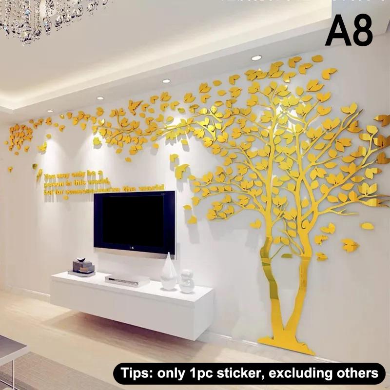 

3D Акриловые Наклейки на Стену в Виде Дерева Самоклеящиеся Домашний Фон Наклейка на Стену Наклейки на Стену Домашнее Украшение, Обои для Спальни