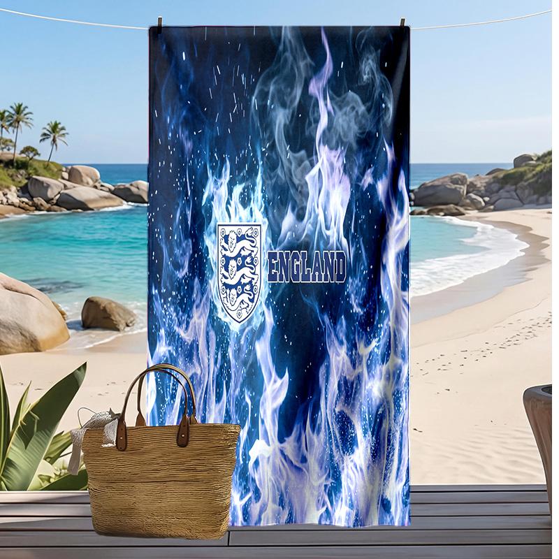 England Fußball Print Strandtuch Schnelltrocknend Super Saugfähig Weiches Badetuch für Schwimmen Strand Reisen Fan Souvenir Geschenk