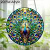 Acrylic Peacock Stained Glass Style Suncatcher, Vibrant Feather Window Hanging Ornament for Art and Animal Lovers
