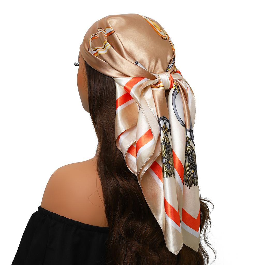 Silk Scarves Women Luxury Brand Summer Fashion Designer Head/Hair Scarf 90*90cm Hijab Bandana Cheveux Foulard Femme 90X90CM