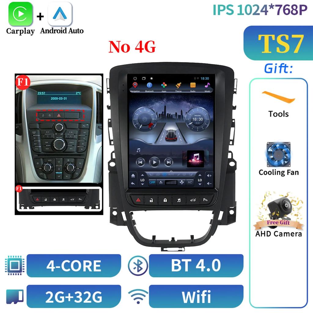 9,7 Zoll Autoradio Android 14 Für Opel Astra Buick Verano 2009-2015 Multimedia Navigation Kabelloses CarPlay Headunit Touchscreen