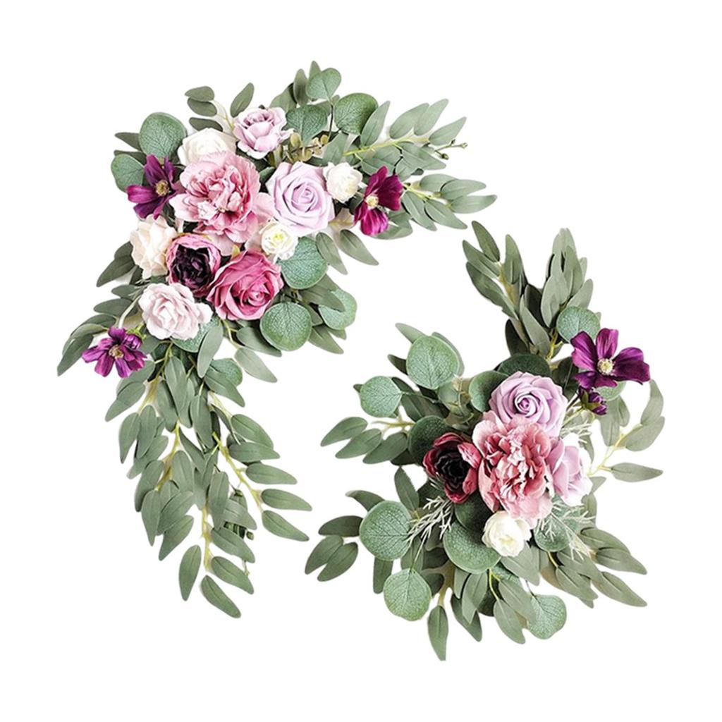 2x Künstlicher Kranz Schmuck Foto Requisiten Dekoration Handgemachte Kunst Deko DIY Szene Layout Hochzeitsbogen Blume für Innenfenster