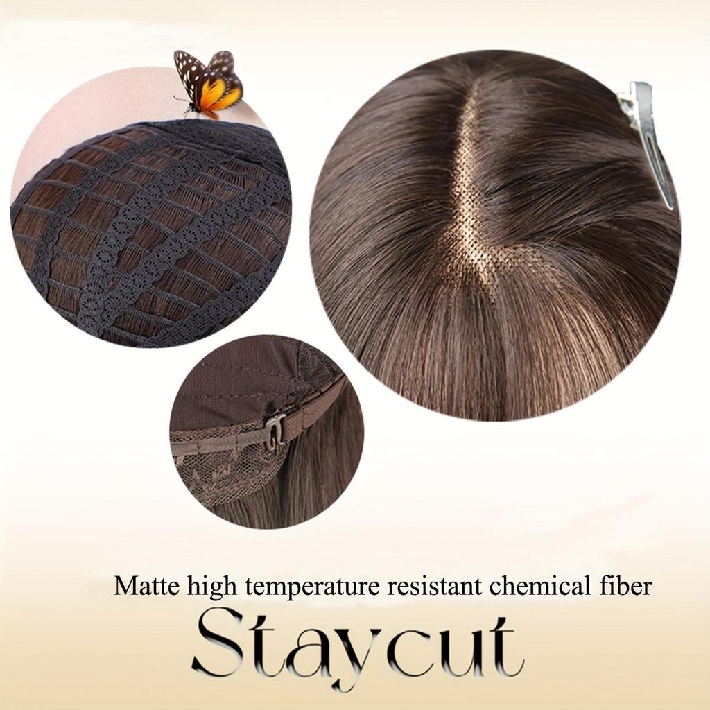 Elegant 26-Inch Long Straight Black Wig with Bangs for Women - Heat Resistant Synthetic Hair, High Density Matte Finish