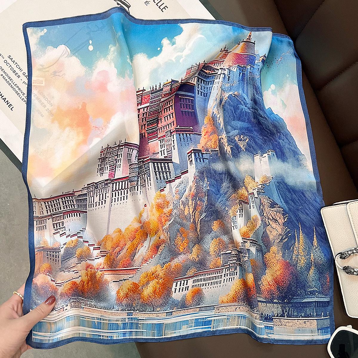 

100% Real Silk Scarf Neck Kerchief Foulard Female Bandana Scarves for Women Hijab Tie Shawl Wraps Square Neckerchief Popular Real Silk 53x53cm