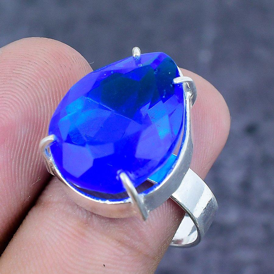 London Blue Topaz Gemstone 925 Sterling Silver Jewelry Ring Size 9