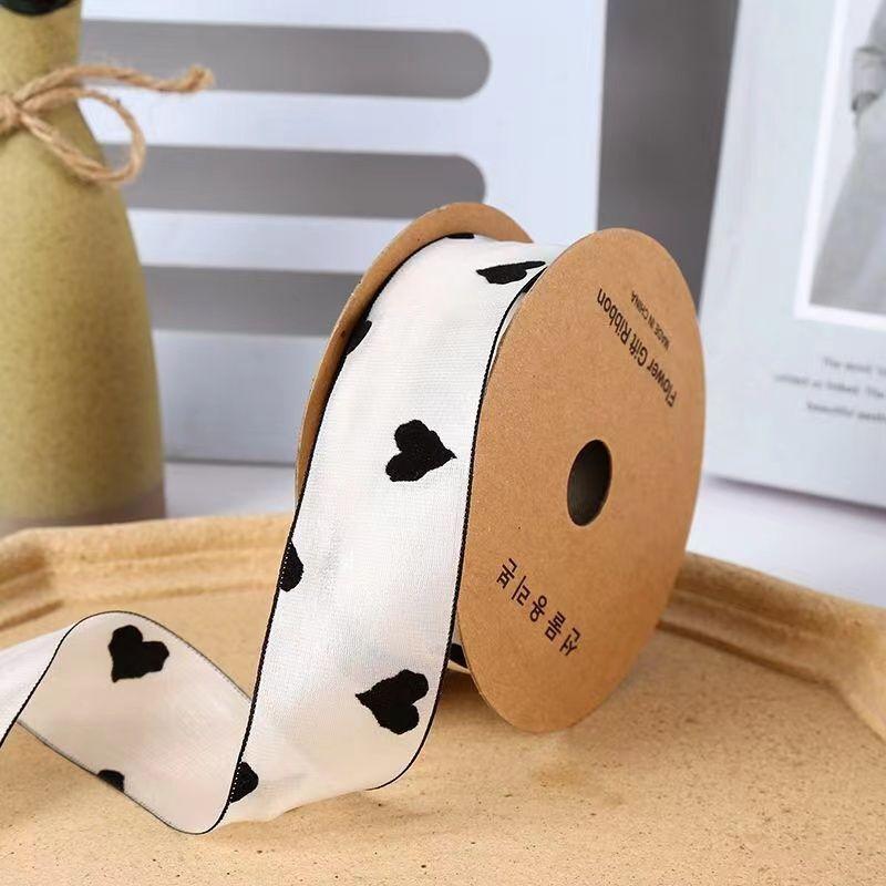 Bow Webbing Korean Flocking Yarn,10 Yards Width 4cm Polka Dot Snow Yarn Flower Packaging Baking Gift Straps Hair Accessories DIY