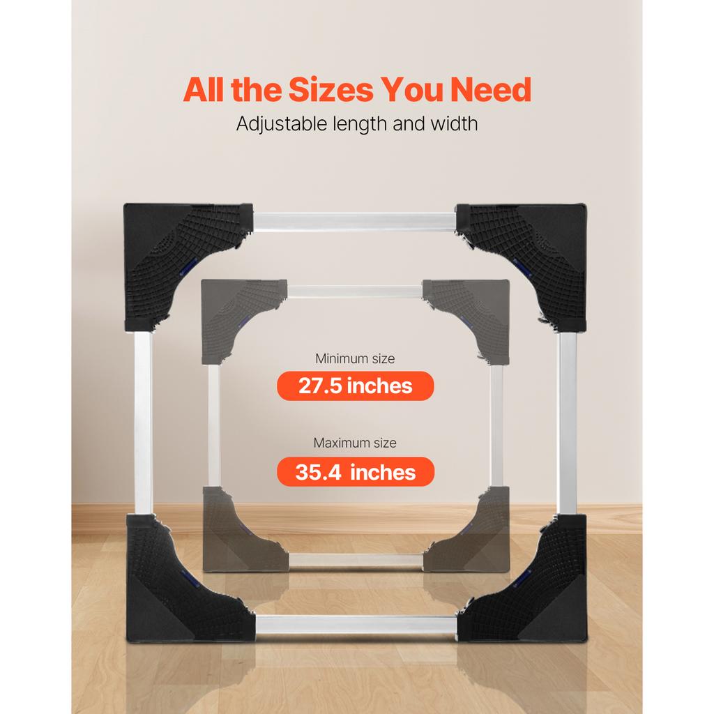 SucceBuy 1100 Lbs Furniture Mover Dolly Fridge Stand with 8 Locking Twin Wheels 27.5 -35.4in Adjustable Mobile Base for Washer