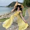 Summer Bohemian Super Fairy Suspender Dress Women's New Xiaofei Sleeve Lace Splicing Waist Long Dress