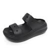 Crush Chunky Heel Tall Wedge Slipper Sandals Black 207670 001