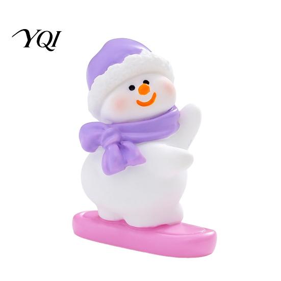 Car Dashboard Winter Accents Mini Snowman Figurine, Christmas Skiing Dolls, Small Desktop Handmade Crafting Resin Ornaments Figurines, Micro Landscape
