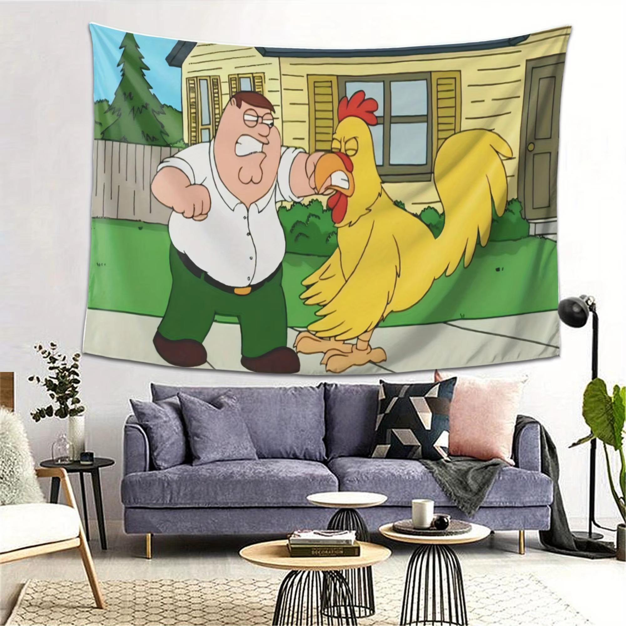 Family Guy Peter Griffin vs The Chicken Large Durable Polyester Fade Resistant Tapestry Horizontal Wall Hanging for Bedroom 74x94cm(29x37in)