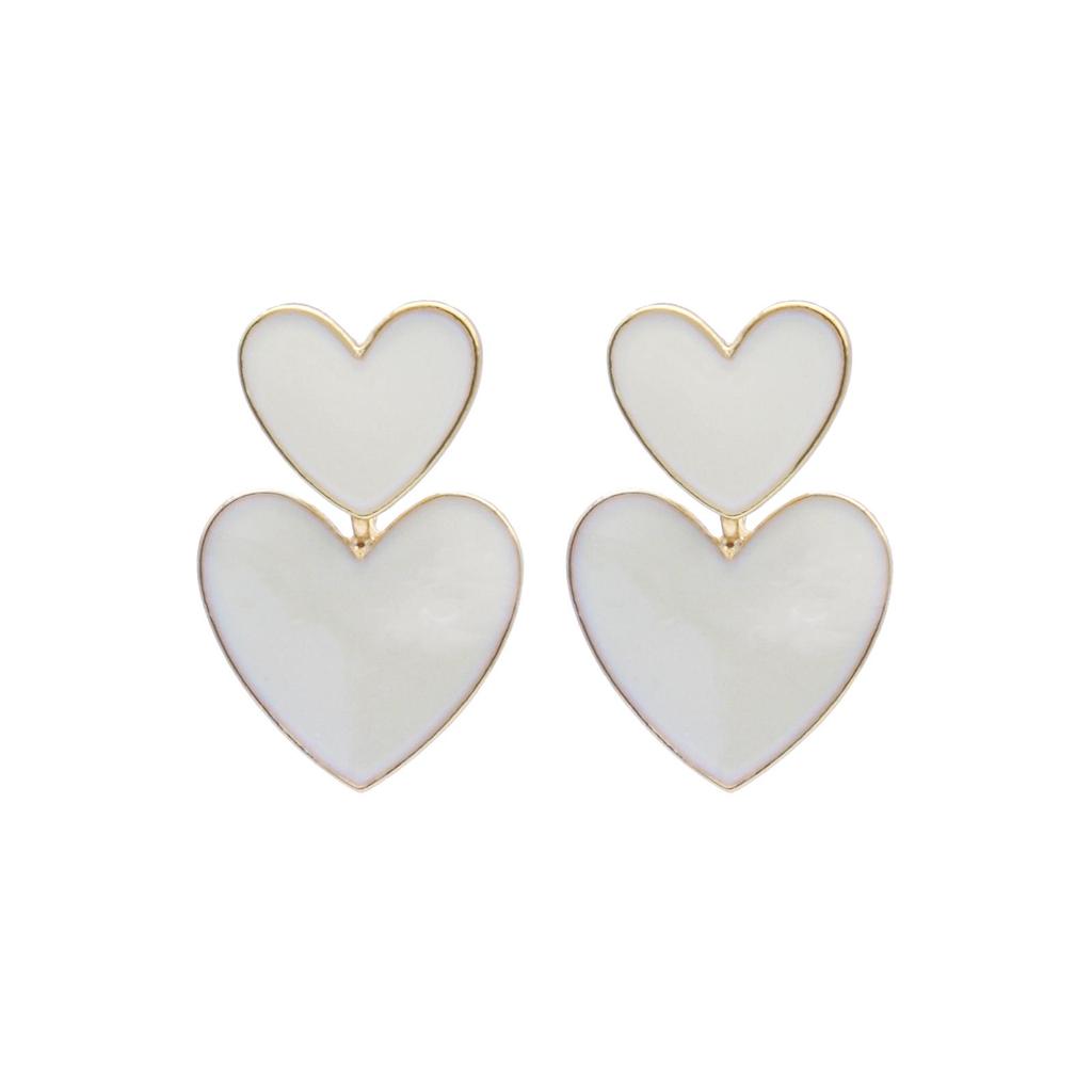 Her Lab | Handmade Colorful Metal Heart Stud Earrings Cute Women's Stud Earrings Korean Style Lightweight Hypoallergenic