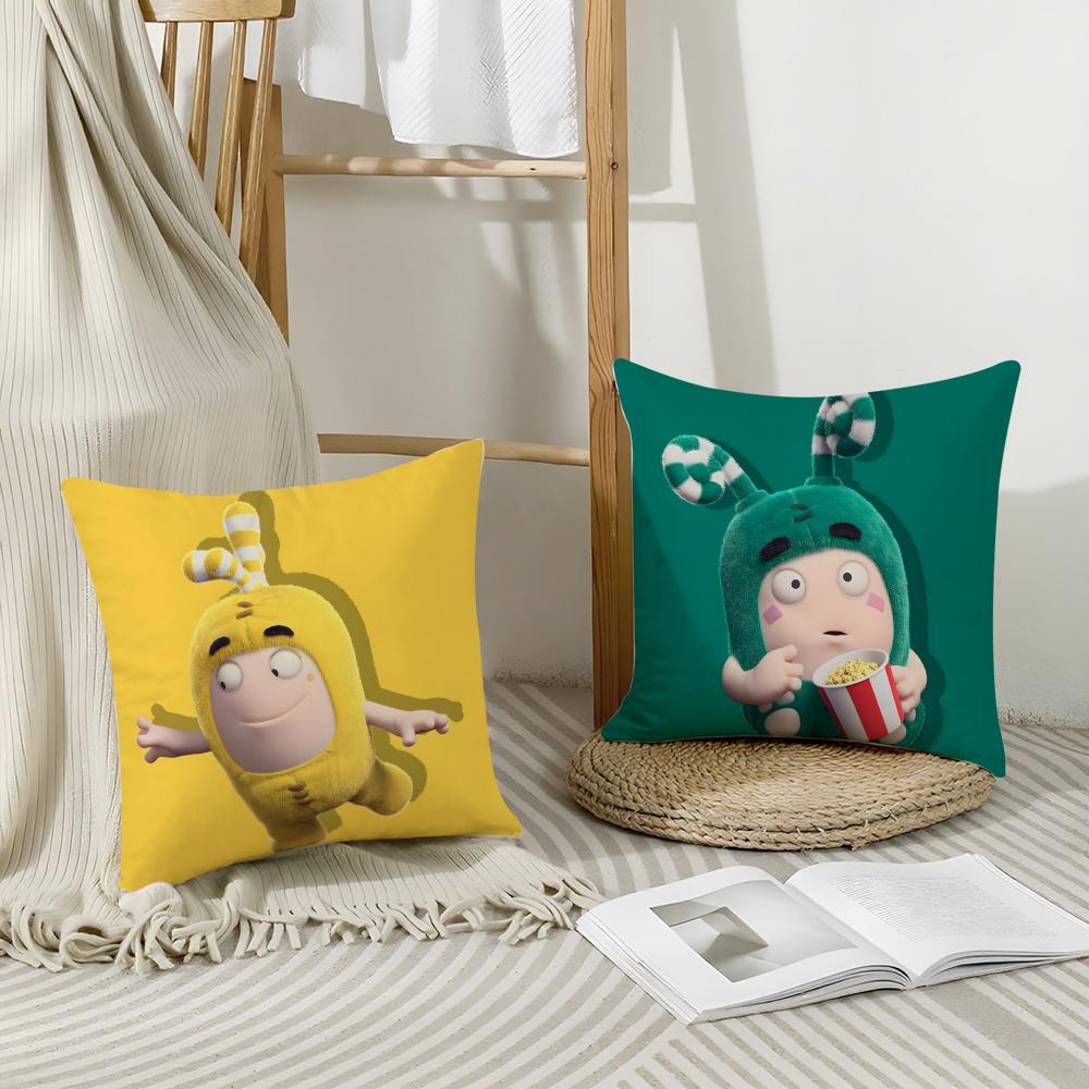 Cartoon O-Oddbods Cushion Cover Breathable Linen Pillowcase Summer Odorless Eco-Friendly Invisible Zipper Washable