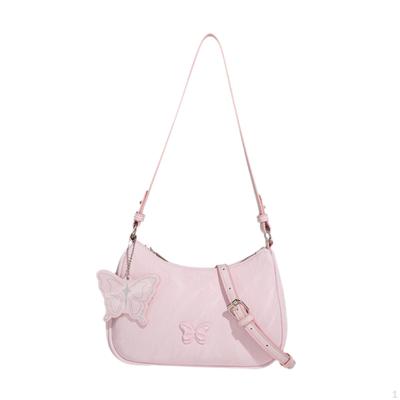 Chic Women's Shoulder Bag In Faux Leather with Butterfly Accents