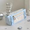 Mint Green Milky Lace Pencil Case - Large Capacity Student Stationery Bag with Window Design