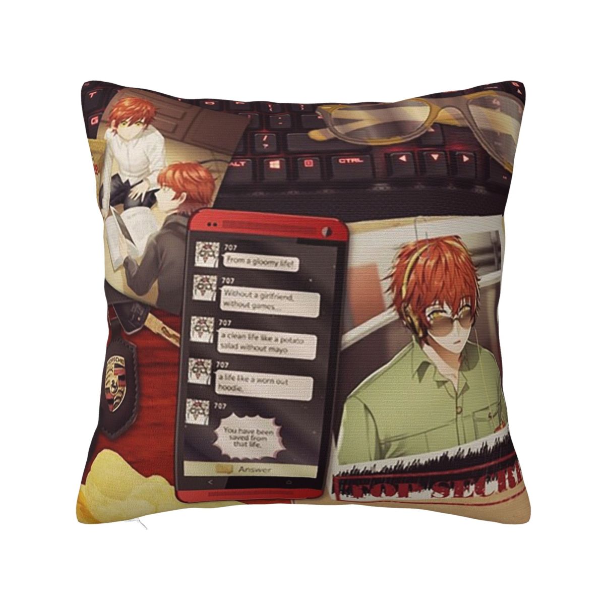 Игра Mystic Messenger 707 Наволочка для квадратной подушки Чехол для подушки Наволочка Декоративная наволочка для дома Дивана Гостиной 12x12Inch