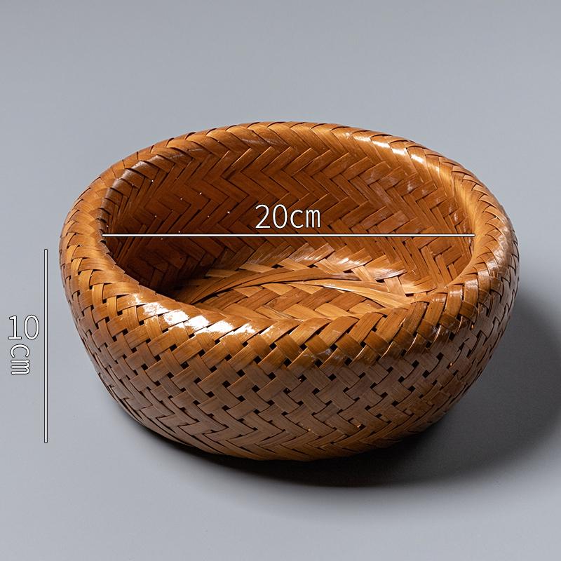 Handwoven Bamboo Retro Snack Basket and Plate for Picnic and Storage