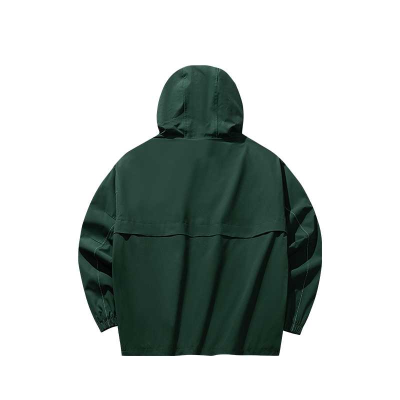 Anta Solid Color Hooded Zipper Water-Resistant Jacket Men jackets 152618611-1