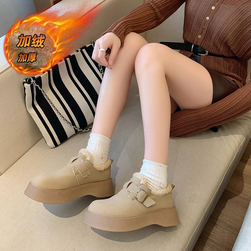 CRLAYDK Women's Winter Snow Suede Boots Slip On Platform Walking Fur Lined Warm Comfortable Booties Outdoor Short Lady Botas