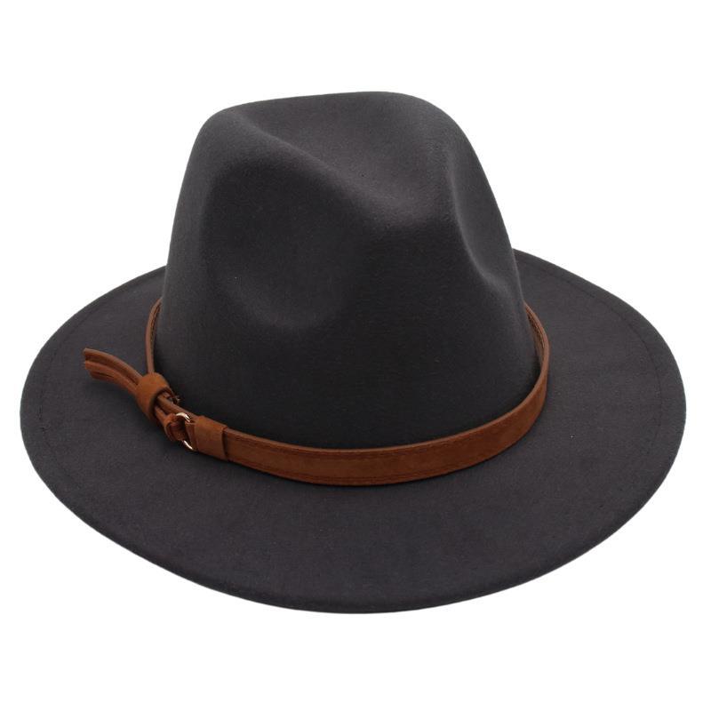 Gentleman'S Top Hat Vintage Jazz Hat Men'S And Women'S Elegant Felt Hat Belt Buckle Tweed Hat Light Luxury