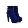 Sizes 34-39 Party Booties Woman Fashion High Heels Velvet Cotton Women's Shoes Sexy Side Zipper Platform Belt Buckle Ankle Boots