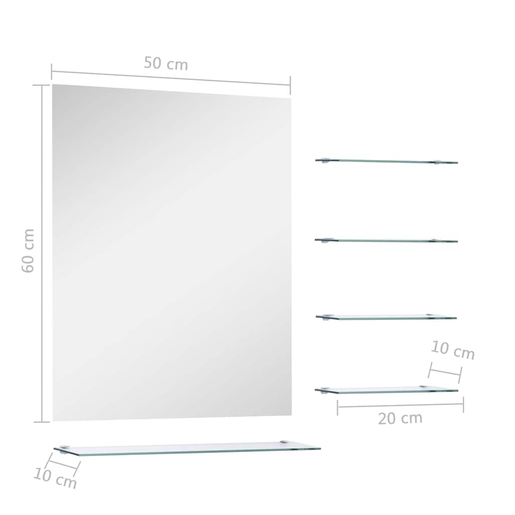 Wall Mirror with 5 Shelves Silver 50*60 cm