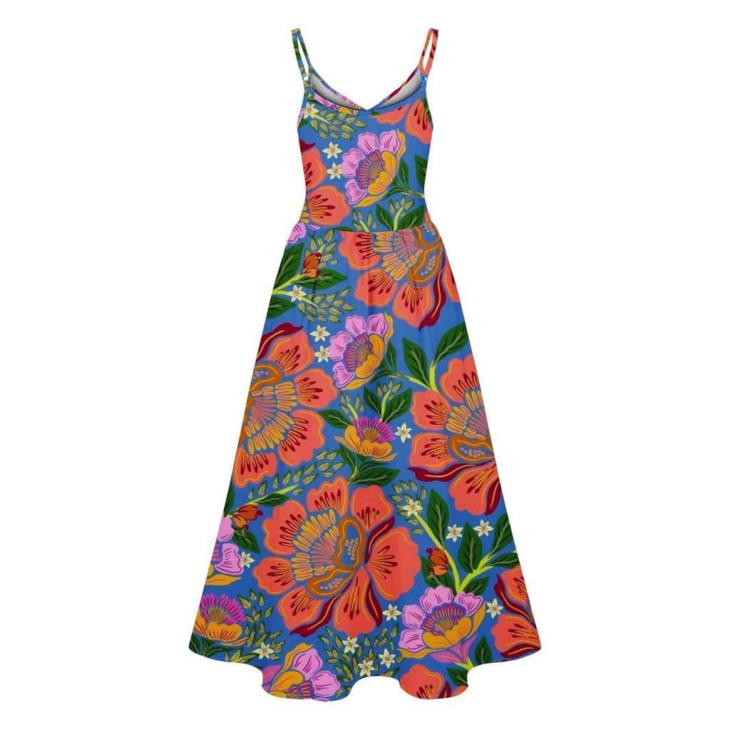 Boho Summer Dresses V Neck Floral Printed Sundresses, Beach Trendy Airy Dresses For Women