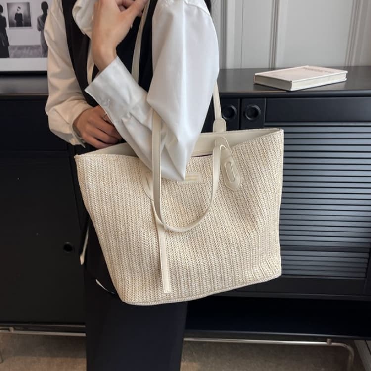 Straw Large Capacity Tote Bag Women's Shoulder Bag
