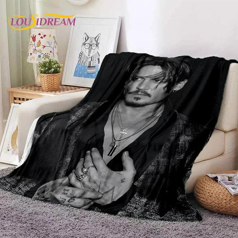 Manta Suave de Franela HD con Impresión 3D de Johnny Depp para Camas Dormitorio Sofá Picnic, Manta Ligera para Cubrir Aire Libre Ocio Regalo