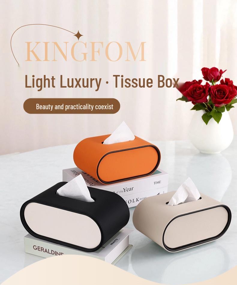 Luxury Leather Oval Tissue Box for Living Room or Bedroom Decor