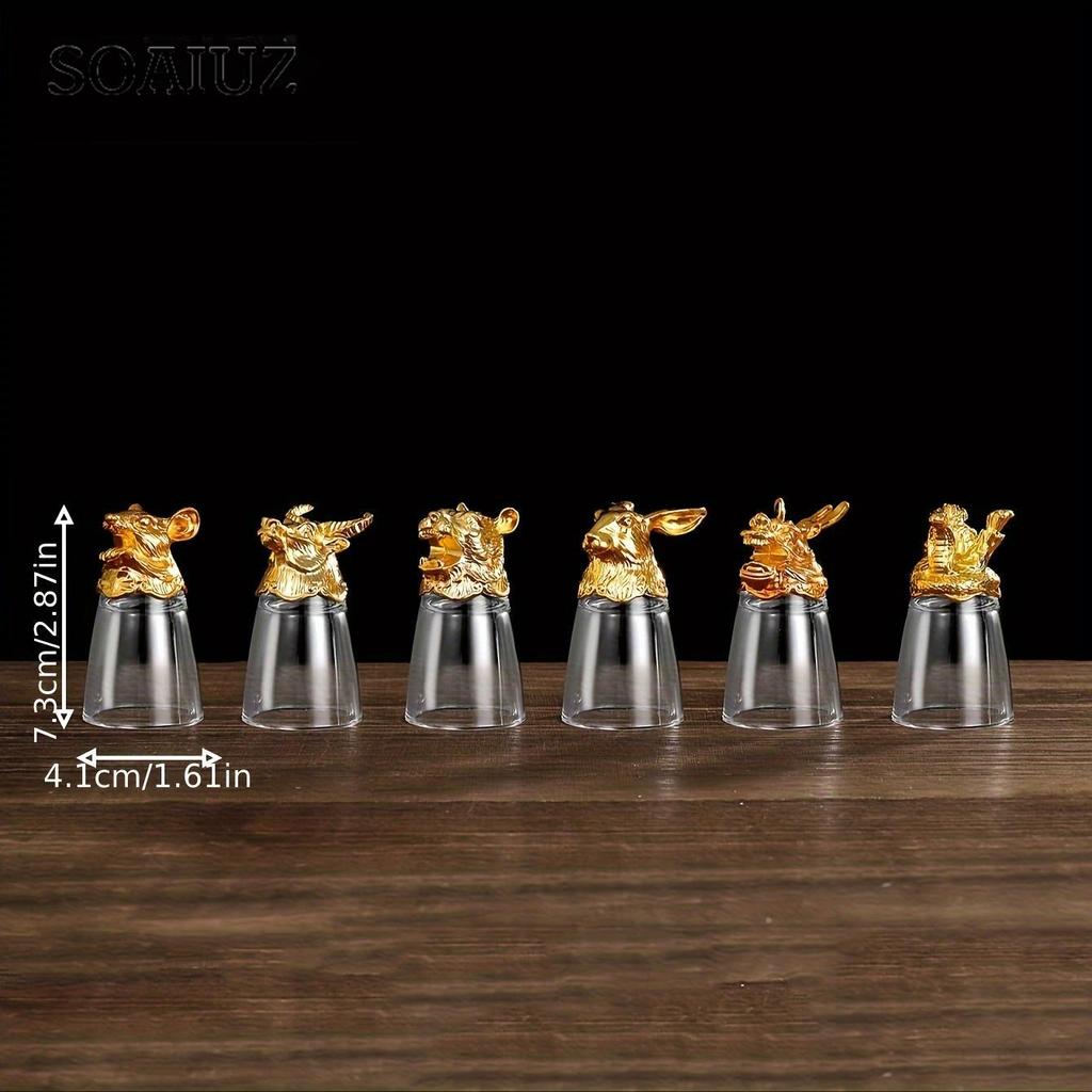 Elegante set di 12 bicchieri da shot Zodiac - Bicchieri cinesi Baijiu multiuso e riutilizzabili perfetti come regalo