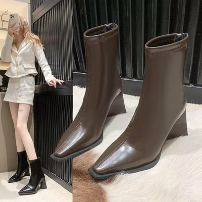 Fashion Pointed Toe Fashion Boots Women 2025 Spring Autumn Winter New Short Cut Kitten Heel Zipper Fashion High Heel Booties