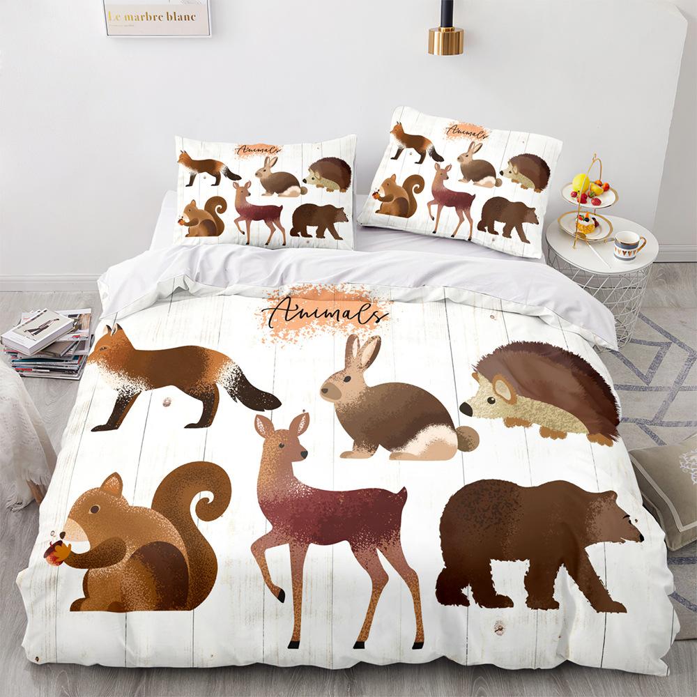 Lion King Queen Duvet Cover Watercolor Animal Bedding Set for Kids Teens Adults Colorful Wildlife 2/3pcs Polyester Quilt Cover