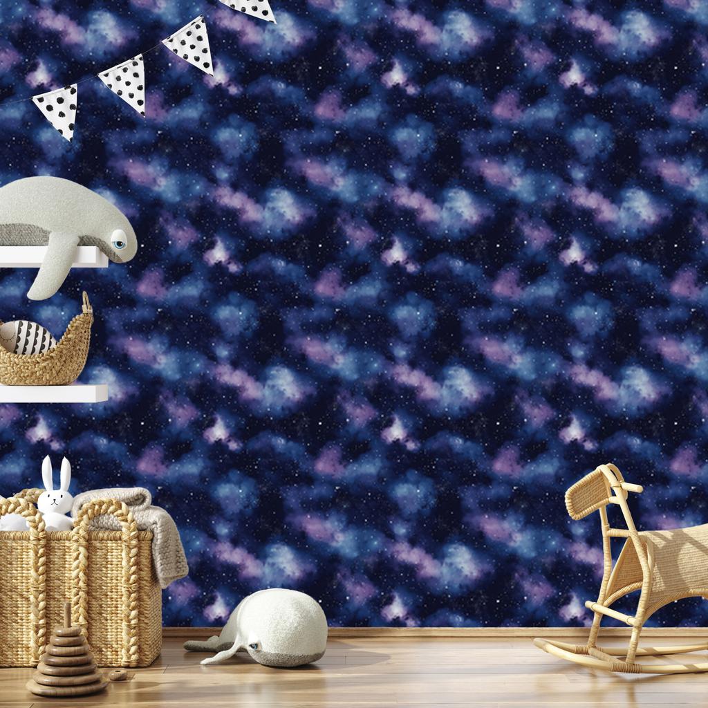 Watercolor Galaxy Wallpaper Navy Blue, Bottom Navy Blue 50x1000