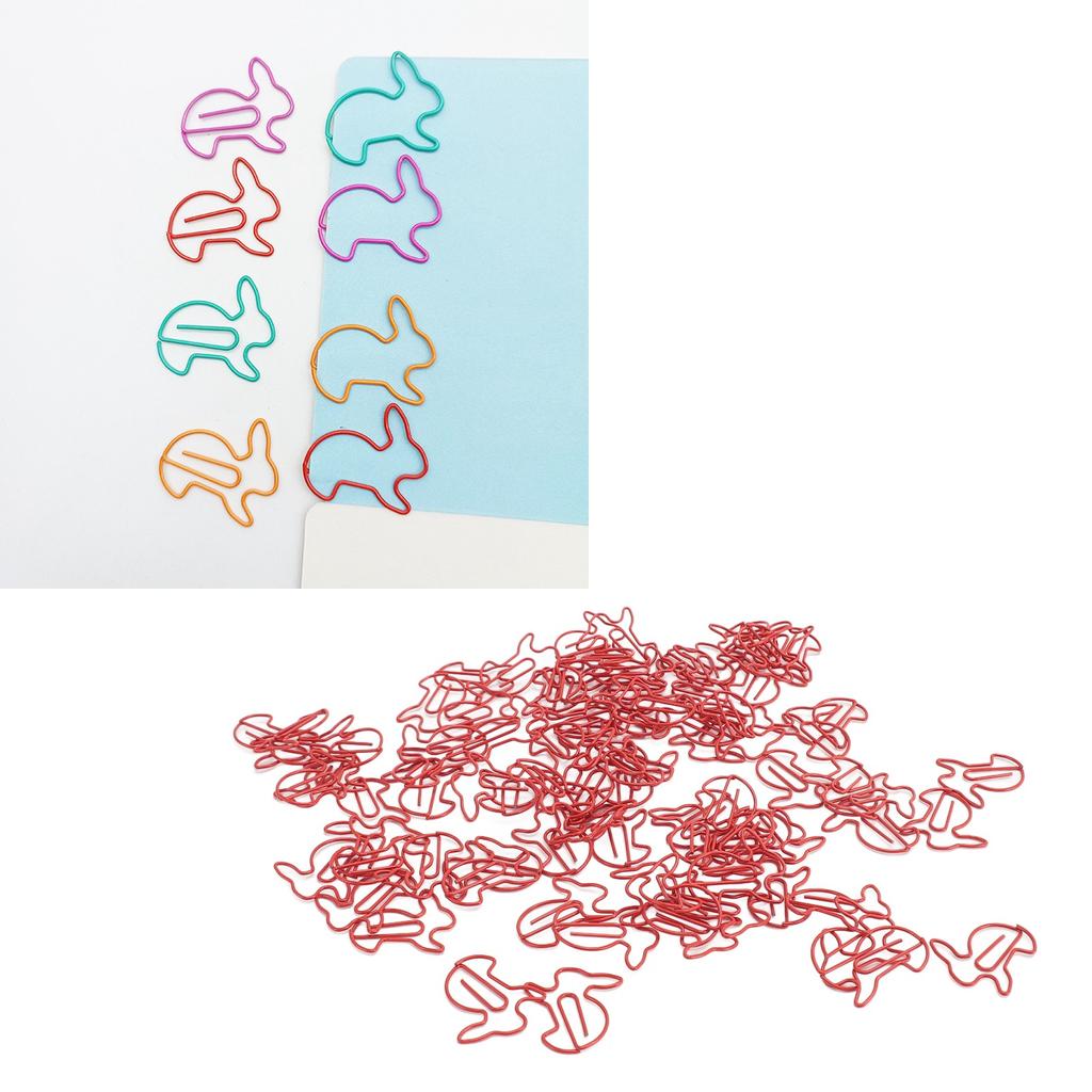 100pcs Paper Clips Prevent Slip Cute Shaped Decorative Bookmark Metal Paperclips for School