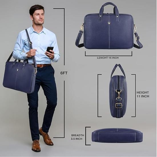 WildHorn Leather Laptop Messenger Bag for Laptop/MacBook up to 15 inch| Padded Laptop Compartment |Office Bag I 365 Days Warranty