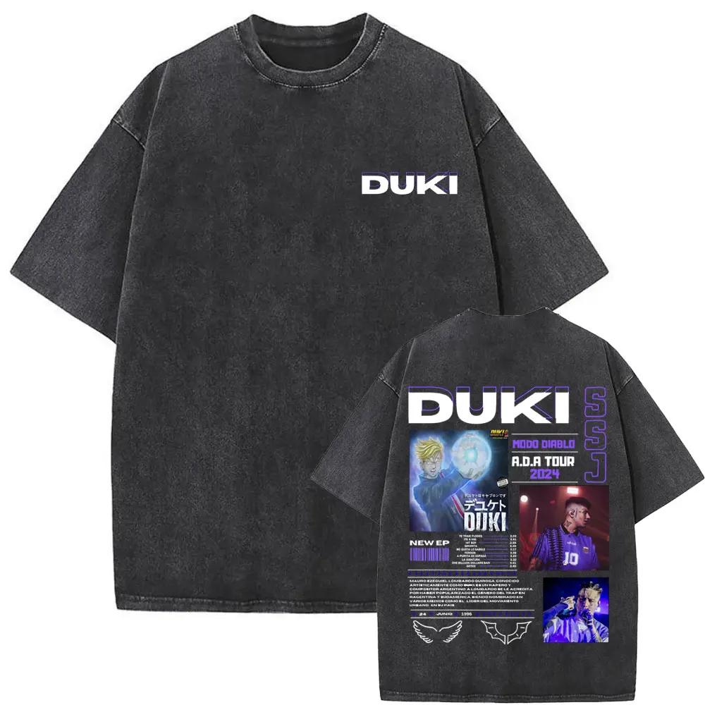 Washed Vintage Rapper Duki ADA Tour  T Shirt Mens Hip Hop Oversized Short Sleeve Tshirt Men Fashion High Quality Streetwear